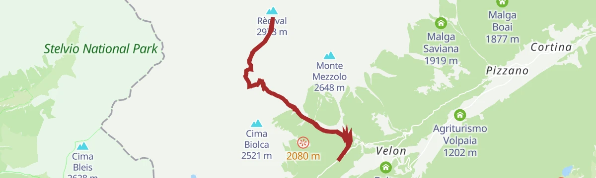Route map: Ski mountaineering on Monte Redival